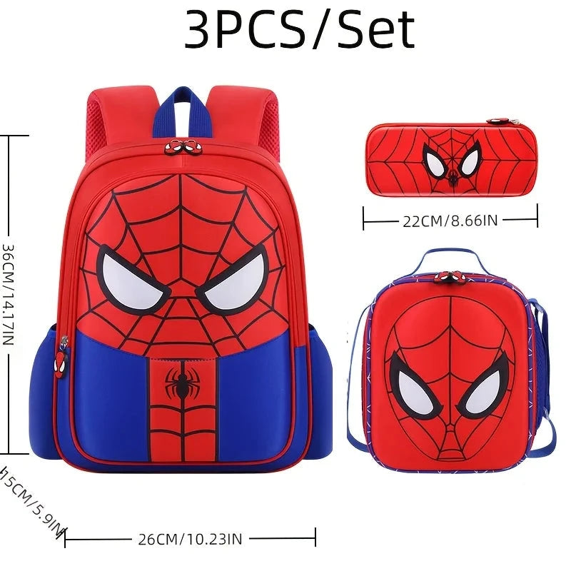 3pcs Marvel Spider-Man Backpack Casual Lightweight Cartoon Design Schoolbag- Includes Rucksack, Pencil Case, Lunch Bag GlowCart