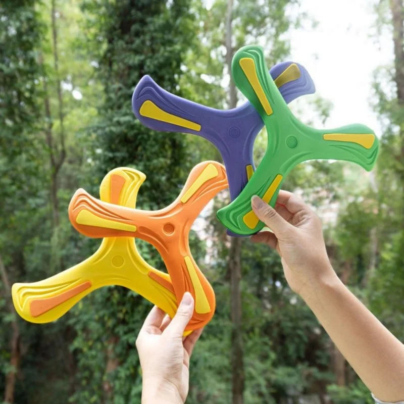 Kids Soft Boomerang Toy Three-Leaf Cross Outdoor Flying Disc Interactive Sports Game for Adults And Kids Decompression Gift GlowCart