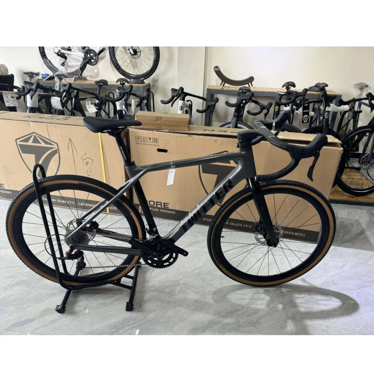 GRAVEL X Carbon Fiber Twitter Gravel Bike Gravel V1 Carbon Fiber Road Bicycle 24 Speed Hydraulic Disc Brake Hidden Cable 40C GlowCart
