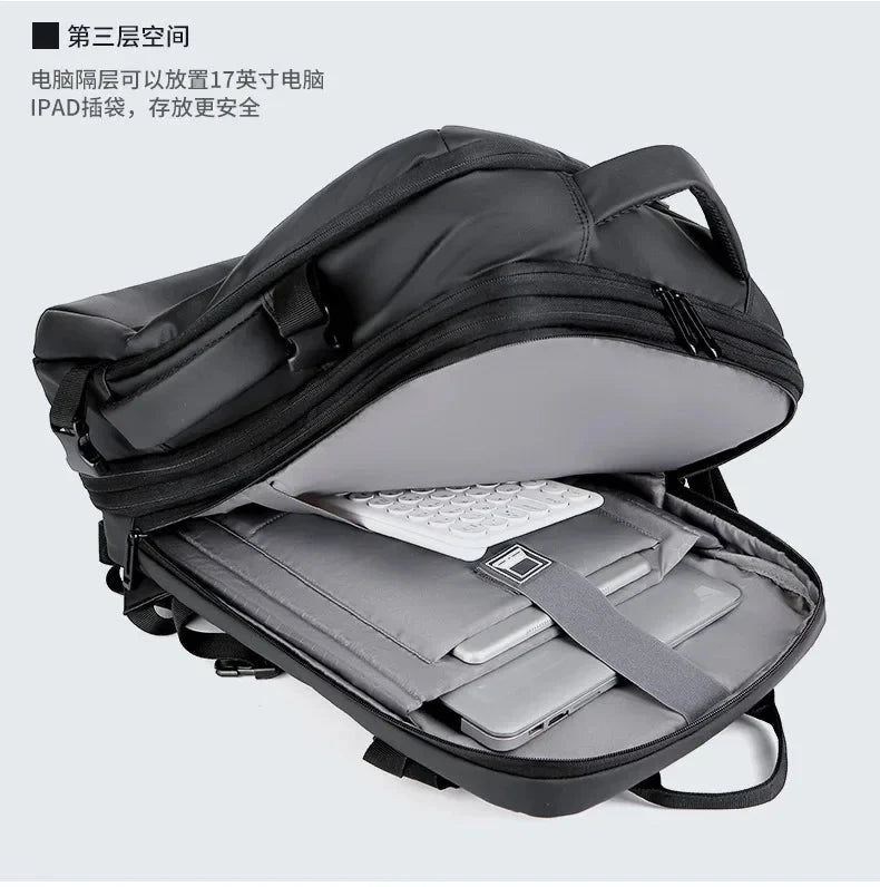 Mens Large Capacity Backpack Expandable Male 17inch Laptop GlowCart