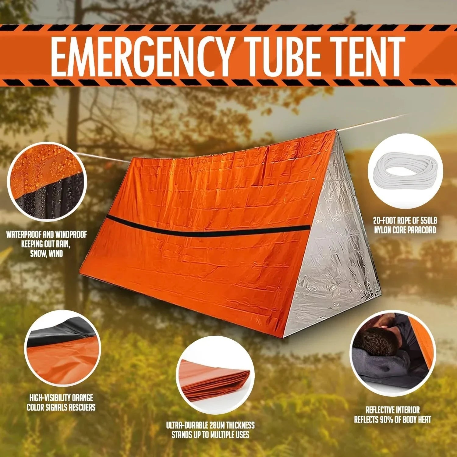 Heavy-Duty PE Camping Tent, Waterproof Windproof Sun GlowCart