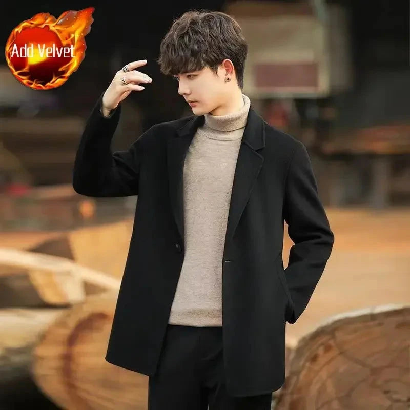 Men's Jackets Winter Warm Sales of Wool & Blends Overcoat GlowCart
