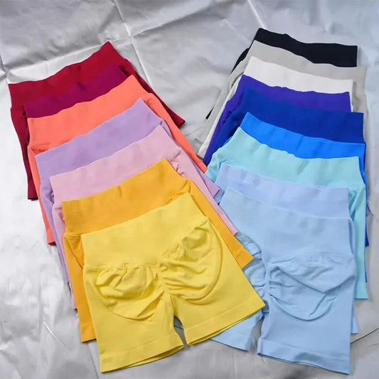 Impact Shorts Low Ribbed Waist Band Yoga Shorts Legging Seamless Scrunch Workout Gym Shorts Booty Hight Stretch Fitness Tights GlowCart