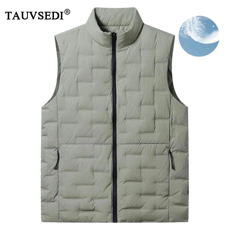 Winter Men White Duck Down Casual Vest Men Waterproof GlowCart