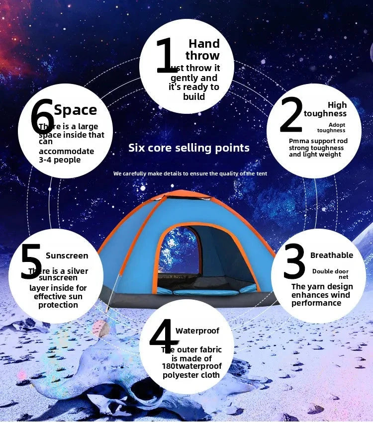 Convenient camping outdoor tent outdoor 2-4 person automatic GlowCart