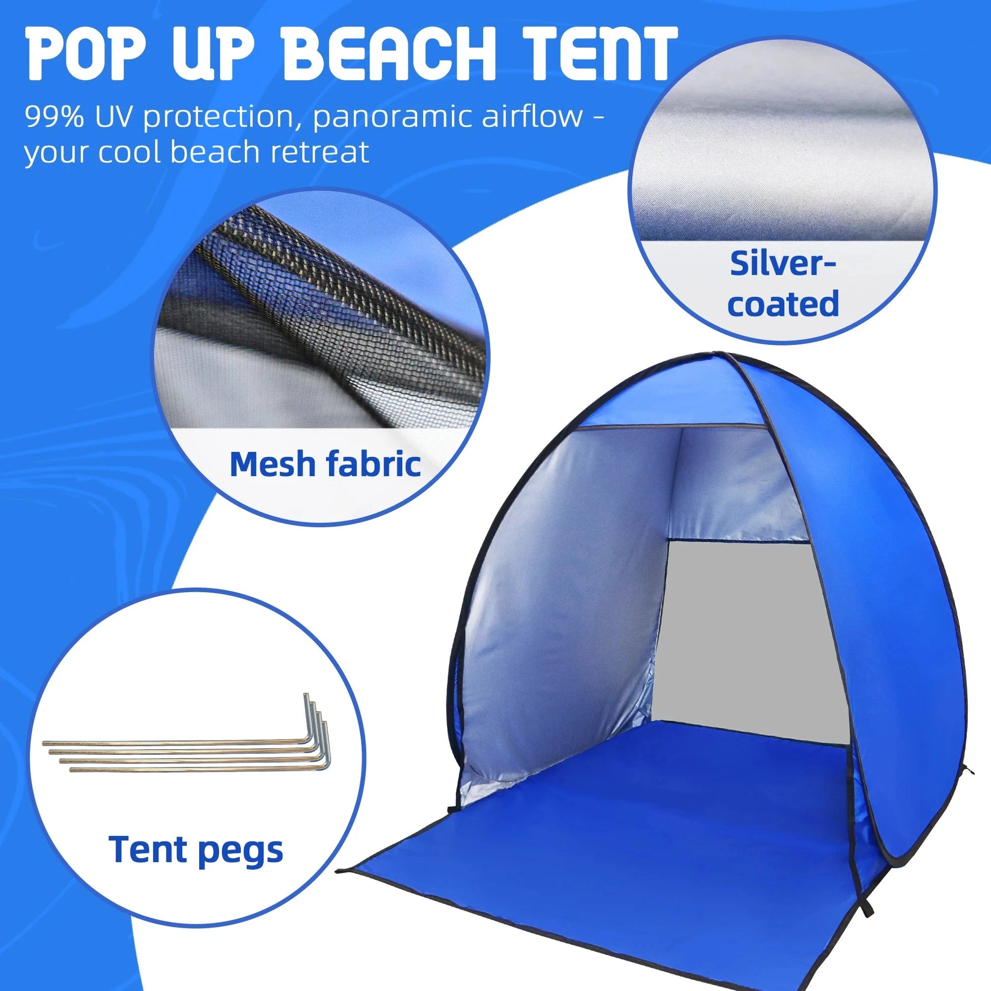 Pop Up Beach Tent Sun Shelter for Summer Camping - UPF 50+ GlowCart