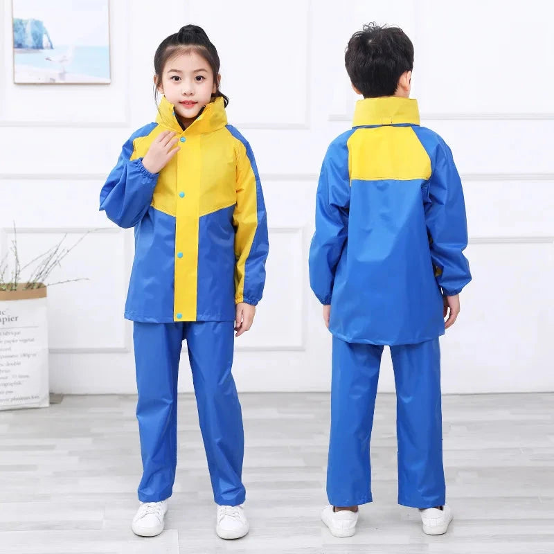 Fashion Children's Color Matching Raincoat And Rain Pants GlowCart