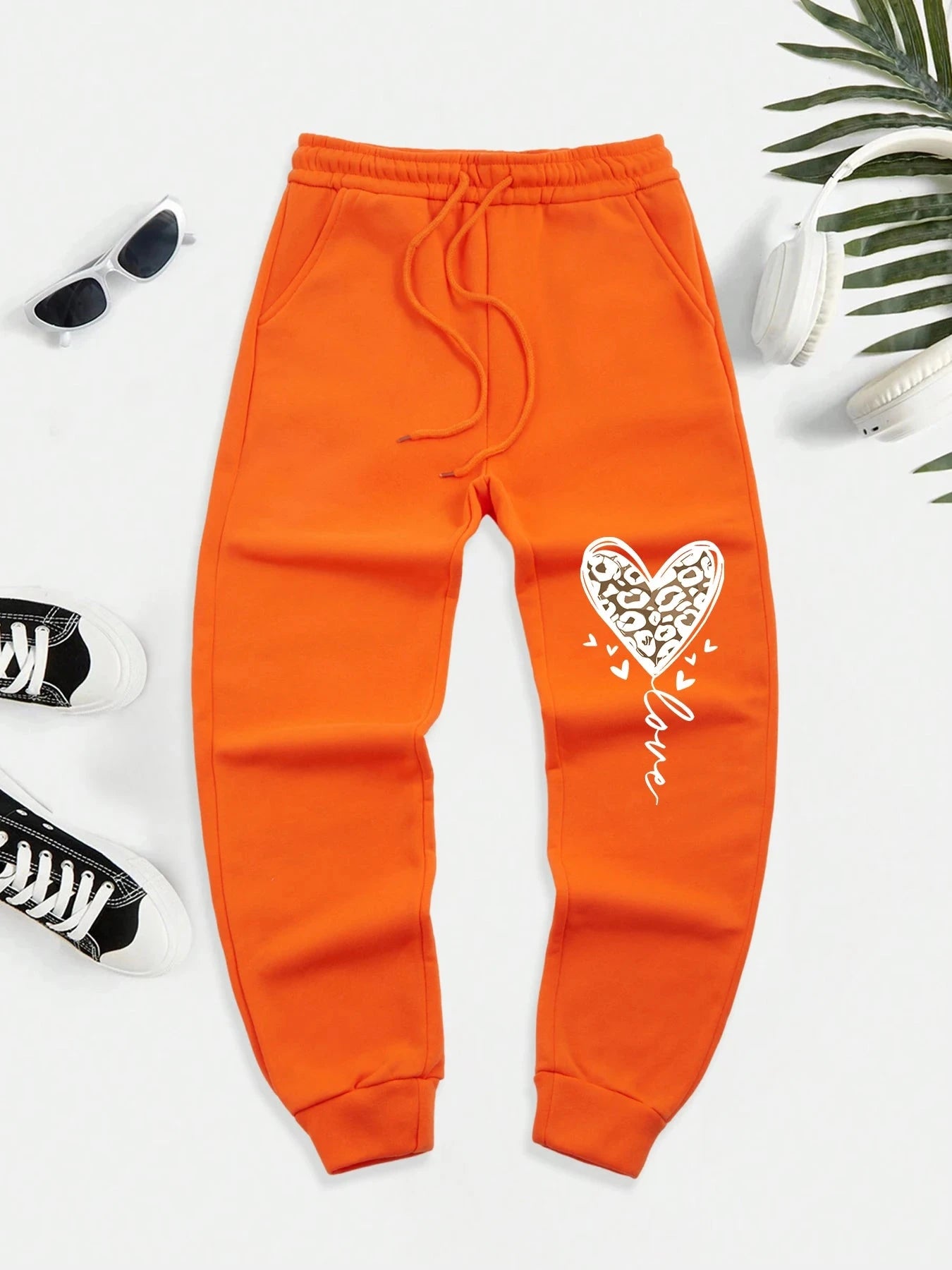 Love Leopard Print Heart Pattern Men'S Casual Basic GlowCart