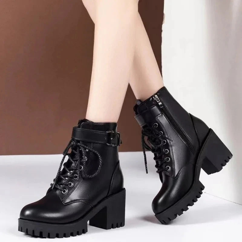 Winter Women's Boots 2025 New Lace Up Boots for Womens GlowCart