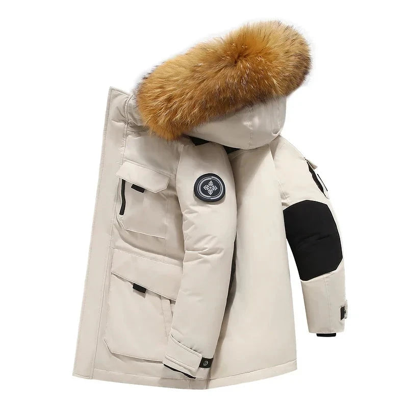 Black Down Jacket 2024 Winter Lined White Duck Down Hooded GlowCart