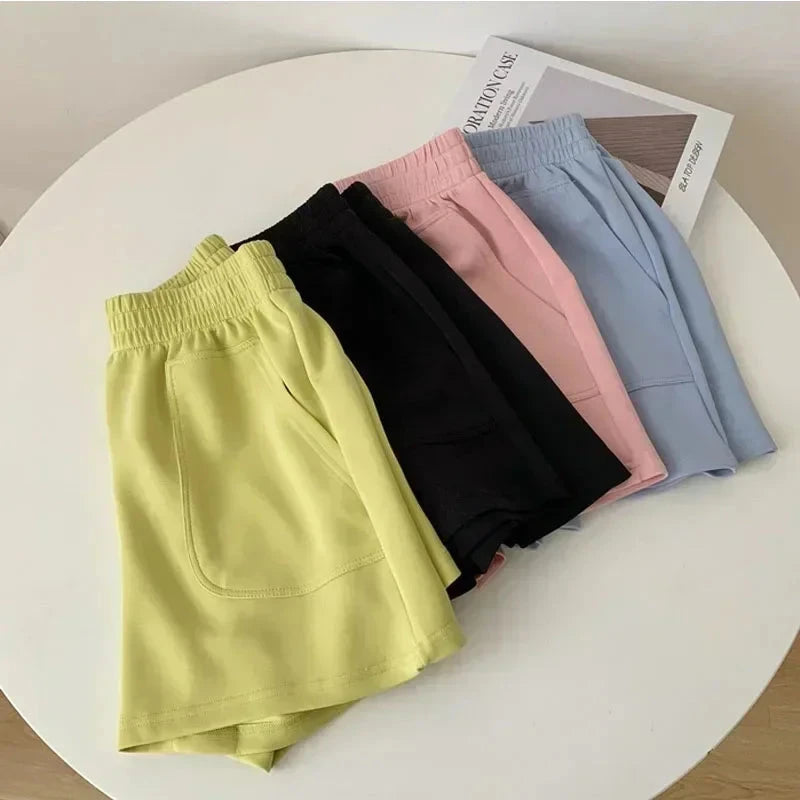 Women Simple Soft Shorts Large Size Casual Shorts Yoga Beach Pants Female Sports Shorts Wide Leg Bottoms Hot Streetwear GlowCart