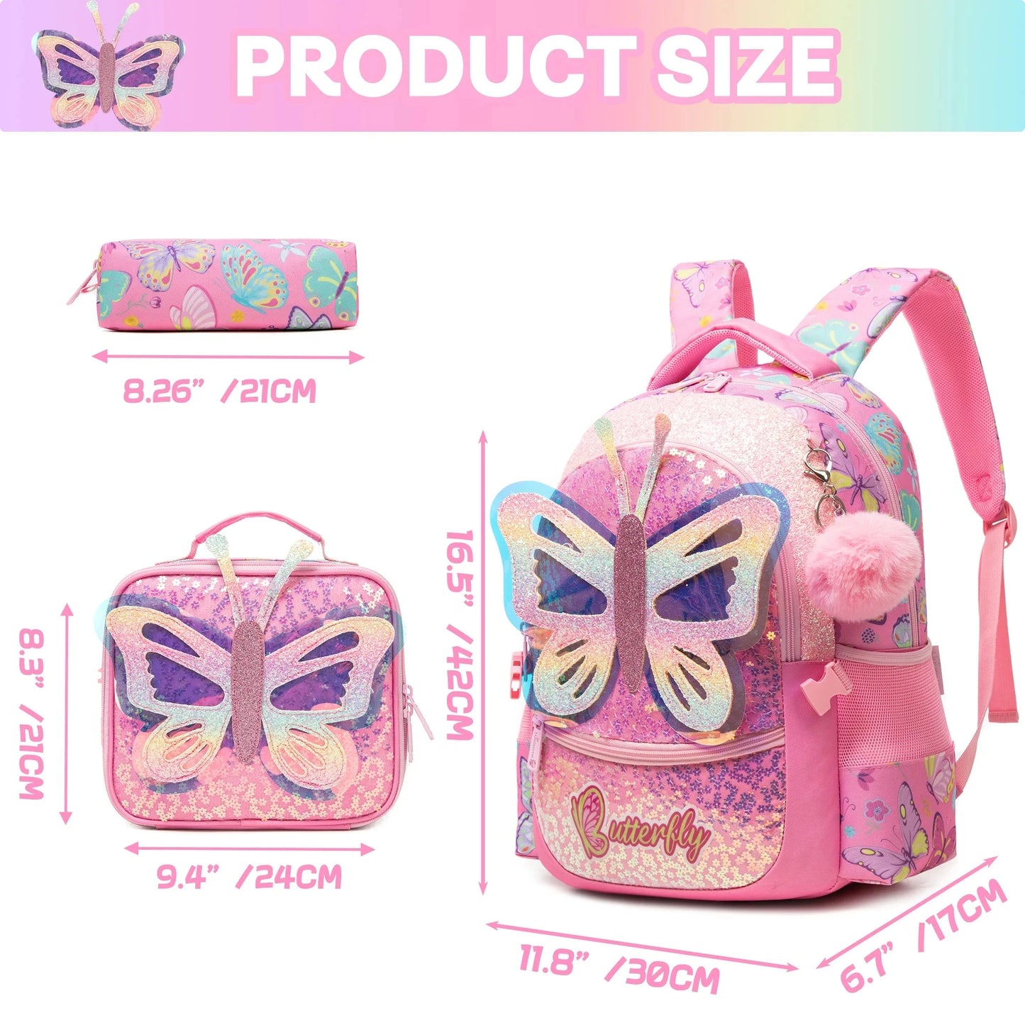 Fashionable and Cute new Children's Backpack with Large Capacity and Lightweight with Lunch bag Pencil case Suitable for School GlowCart