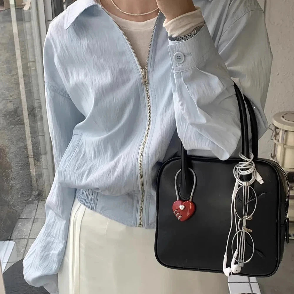 INS Korean Red Heart Lock Keychain Bag Charms Y2k Emo GlowCart