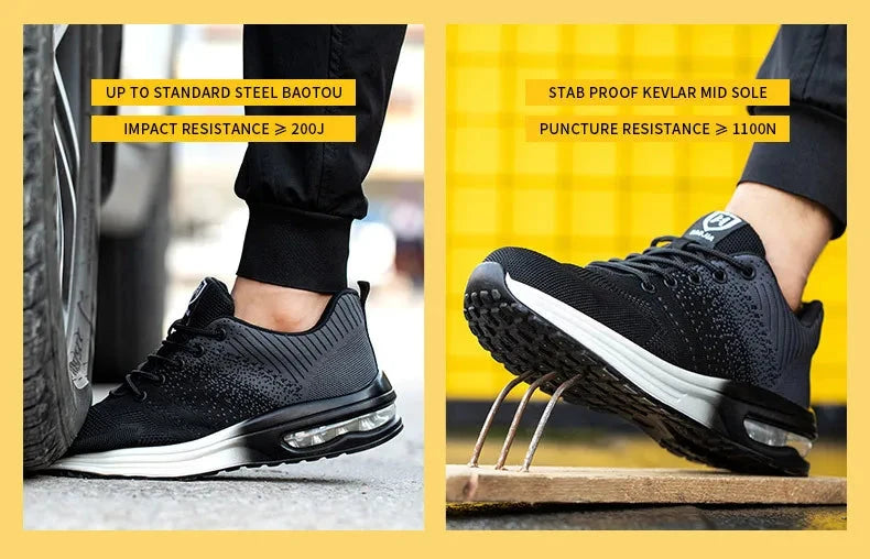 Lightweight Safety Shoes Women Men Air Cushion Work Sneakers GlowCart