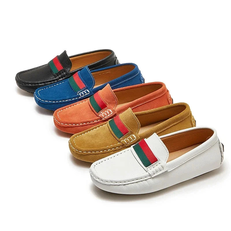 Boys Leather Shoes Black White for School Party Wedding Kids Formal Flats Loafers Slip-on Soft Loafers Children Moccasins 26-37 GlowCart