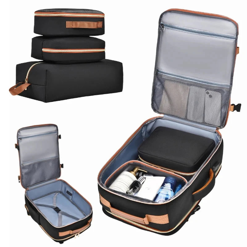 Travel Airplane Backpack Business Laptop 180° Flip-Open GlowCart