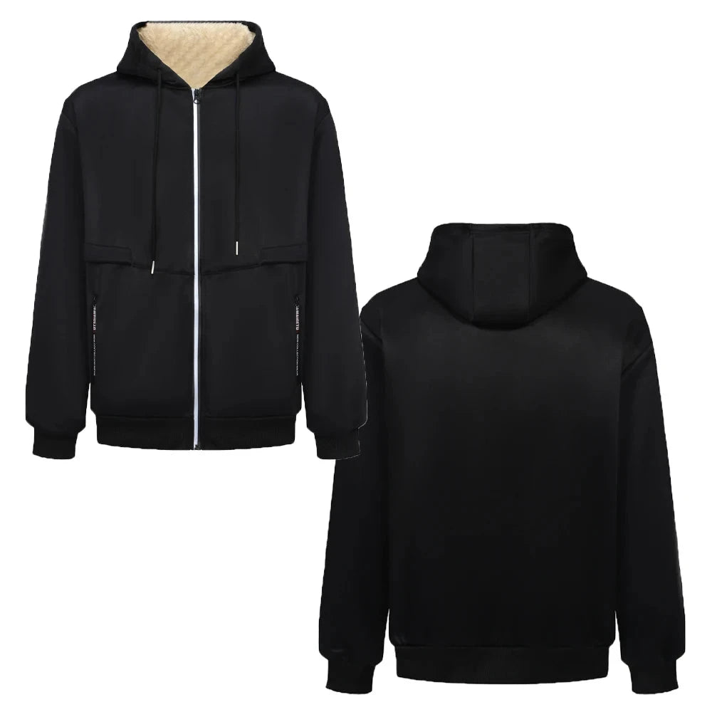 Trendy Sweatshirt Coat Front Pockets Warm Zipper Lamb Wool GlowCart