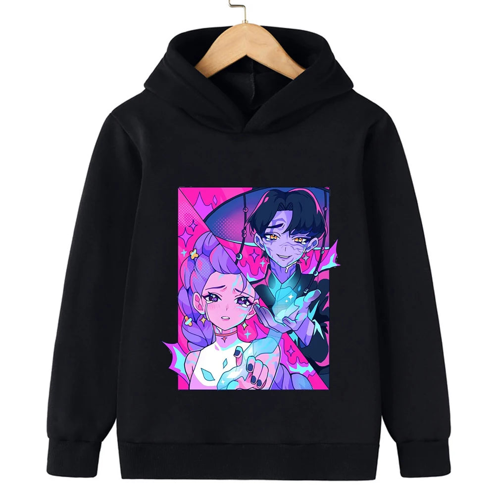 2025 Movie KPop Demon Hunters Cartoon Girls Boys Hoodies Children's Korean Wave Print Fashion Casual Tops Casual Girls Clothing GlowCart