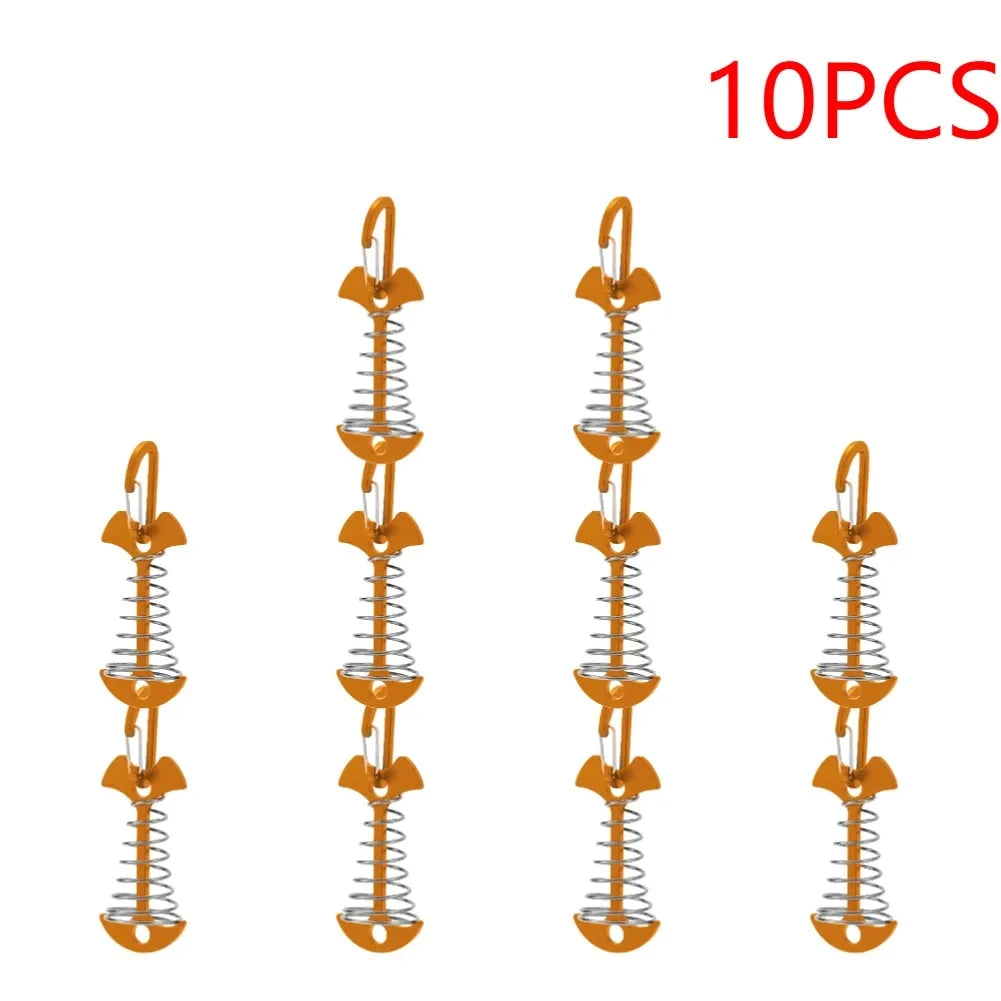 10-30pcs Deck Anchor Pegs Fishbone Tent Stakes with Spring GlowCart