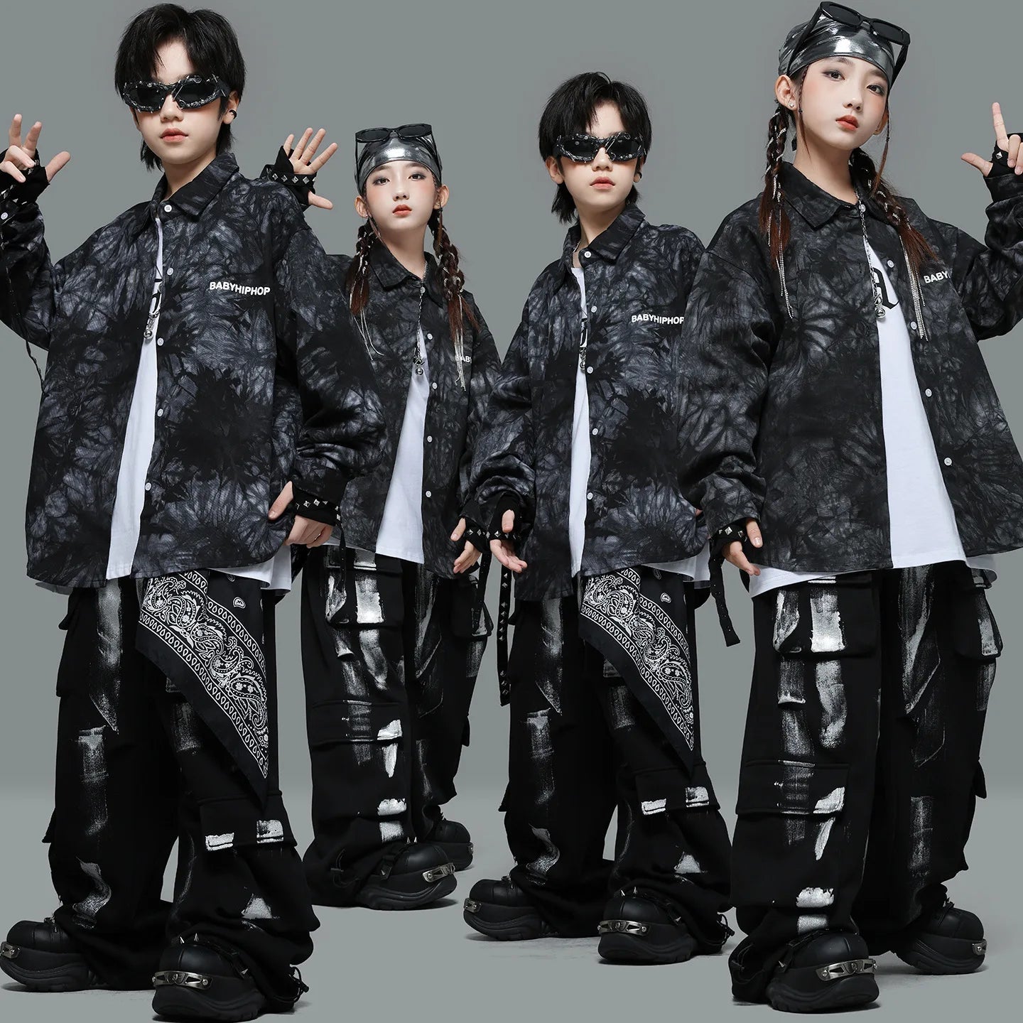 Kids Hip Hop Clothing Shiny Black Coat Top Black Street Jogger Pants for Girls Boys Jazz Dance Costume Clothes GlowCart