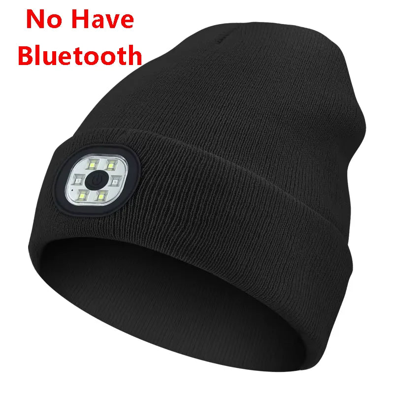 Can be equipped with Wireless Bluetooth music knitted hat new outdoorledlighting rechargeable detachable luminous sleeve cap GlowCart
