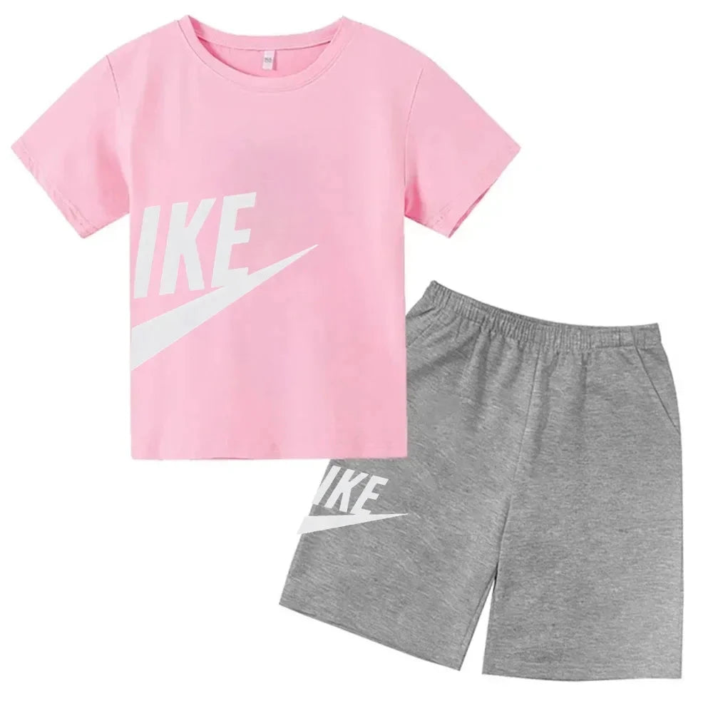 Children's Clothing Kids & Teen T-Shirt Set Summer Top + Shorts 2 Piece Set Short Sleeve Casual Fashion Boys Girls Kids Set GlowCart