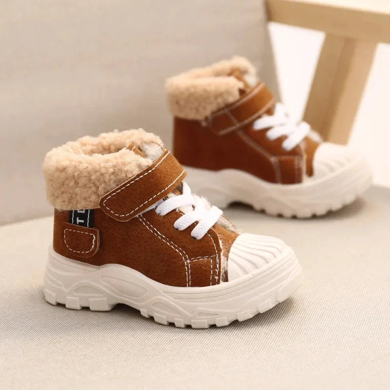2021 Children Warm Boots Winter New Boys Plus Thicken Velvet Cotton Shoes Girls Waterproof Short Boots Baby Cotton Boots GlowCart