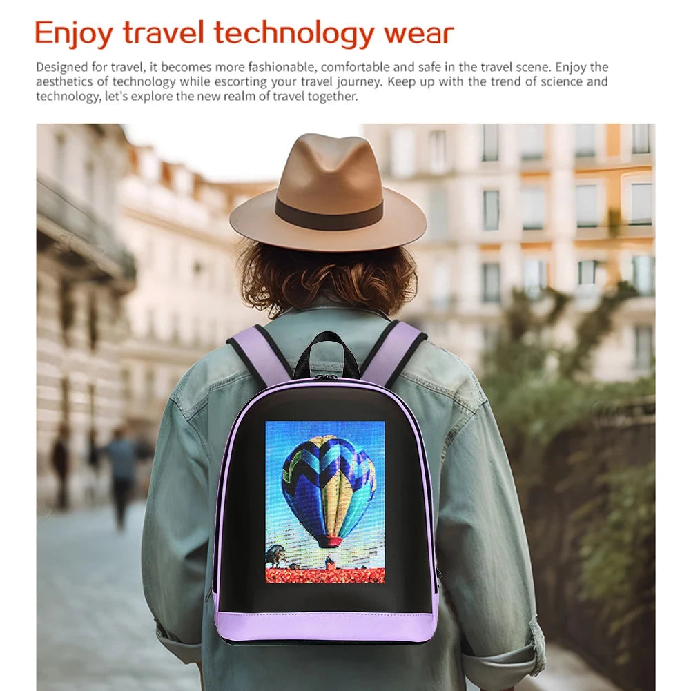 LED Motorcycle Backpack APP Control Advertising Business Bag GlowCart