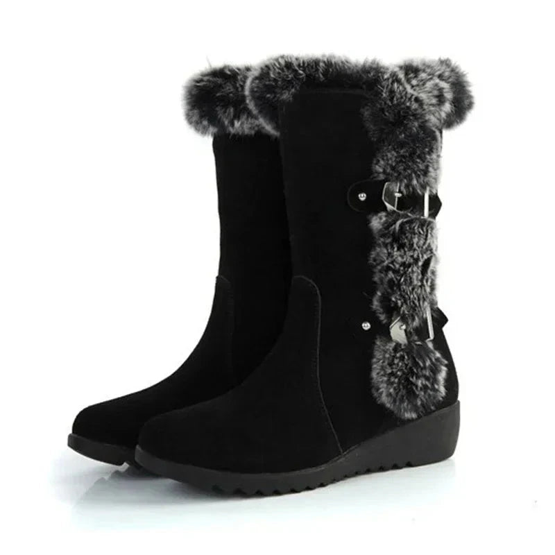 New Winter Women Boots Casual Warm Fur Mid-Calf Boots shoes GlowCart