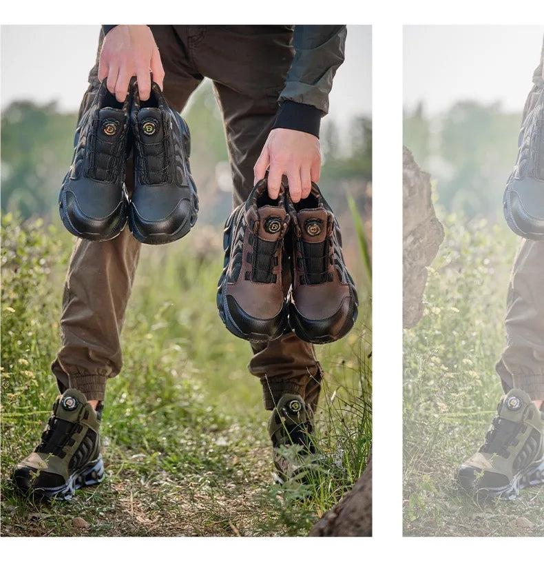 High-top men's all-season universal steel head anti-smash anti-puncture rotating buckle non-slip wear-resistant safety shoes GlowCart