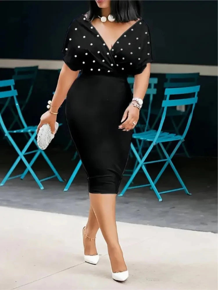 Fashion Party Dress For Wonen Sexy V Neck Package Hip GlowCart