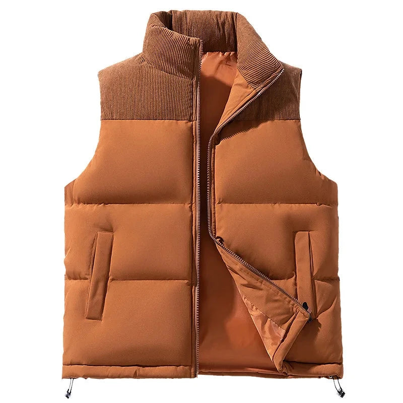 Men's Work Vest New Autumn Winter Thick Down Cotton Vest for GlowCart