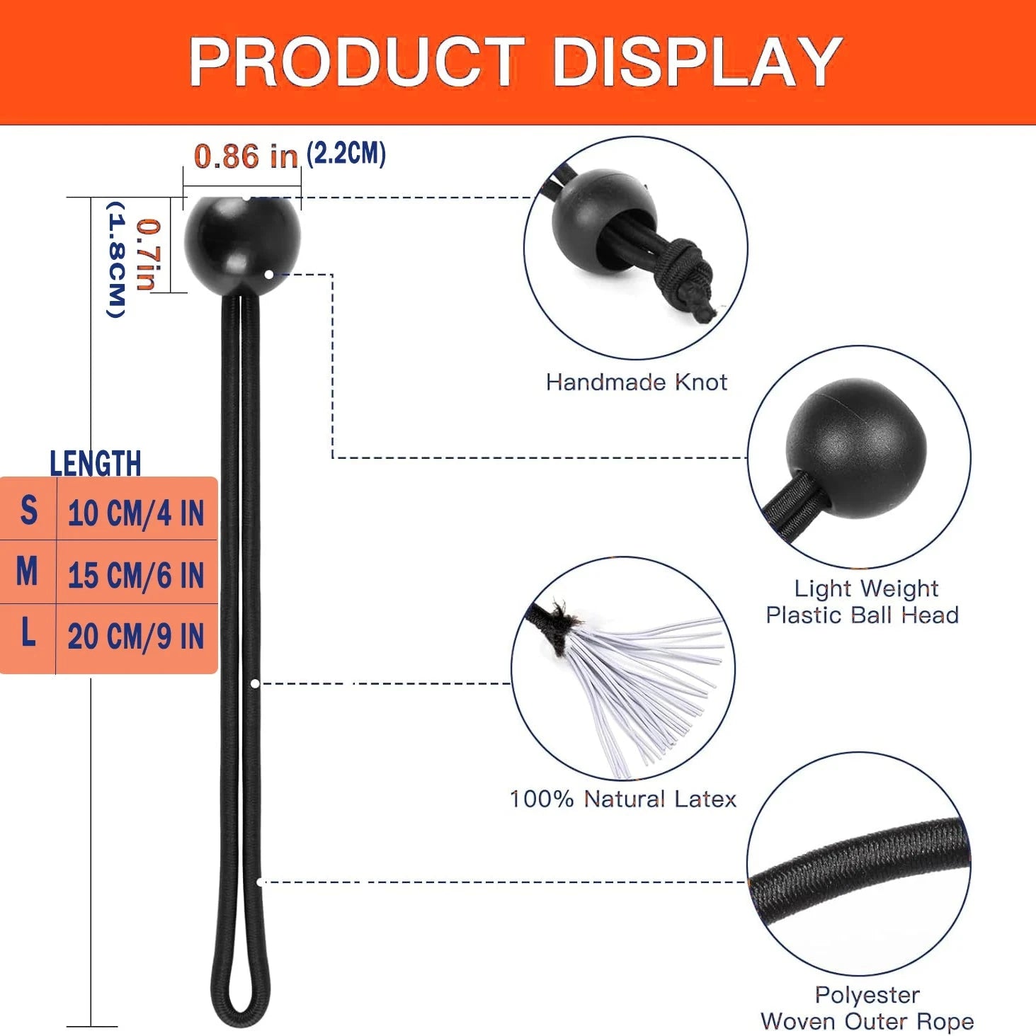 YANBIGUO 50-Pcs Bungee Balls,Black Cord for Canopy Tarp, UV GlowCart