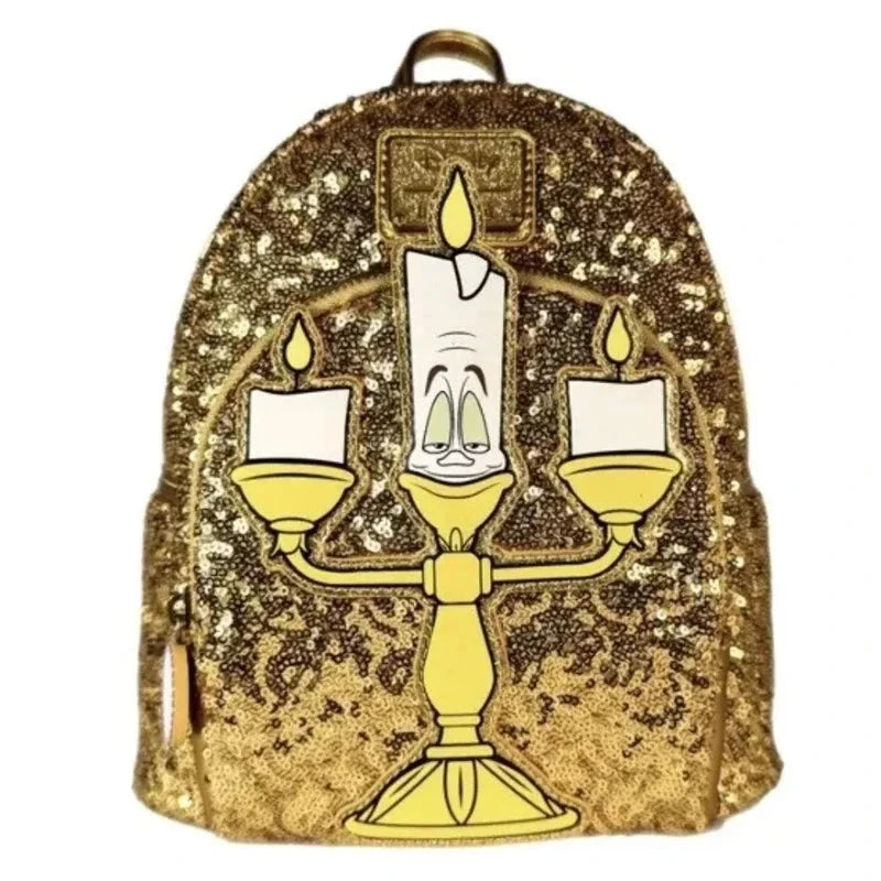 Beauty and The Beast Princess Scene Cogsworth Lumiere Chip Cosplay Mini Backpack GlowCart
