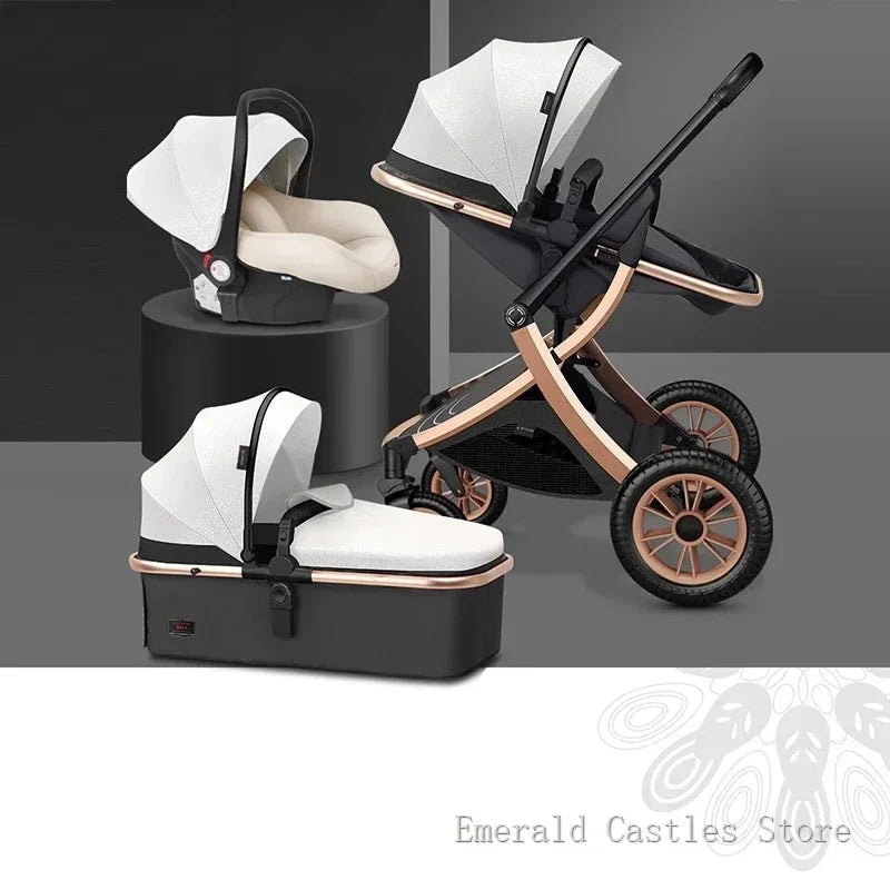 Baby stroller 3 in 1 High Landscape Stroller Reclining Baby Carriage with car seat Foldable Stroller Bassinet Puchair Newborn GlowCart