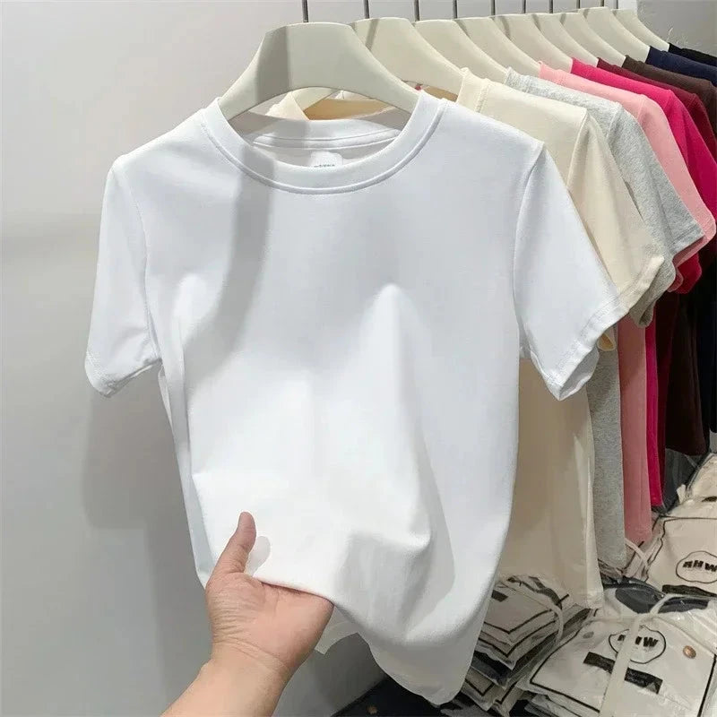 2025 Summer T Shirts For Women High Quality Solid Casual GlowCart