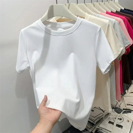 2025 Summer T Shirts For Women High Quality Solid Casual GlowCart
