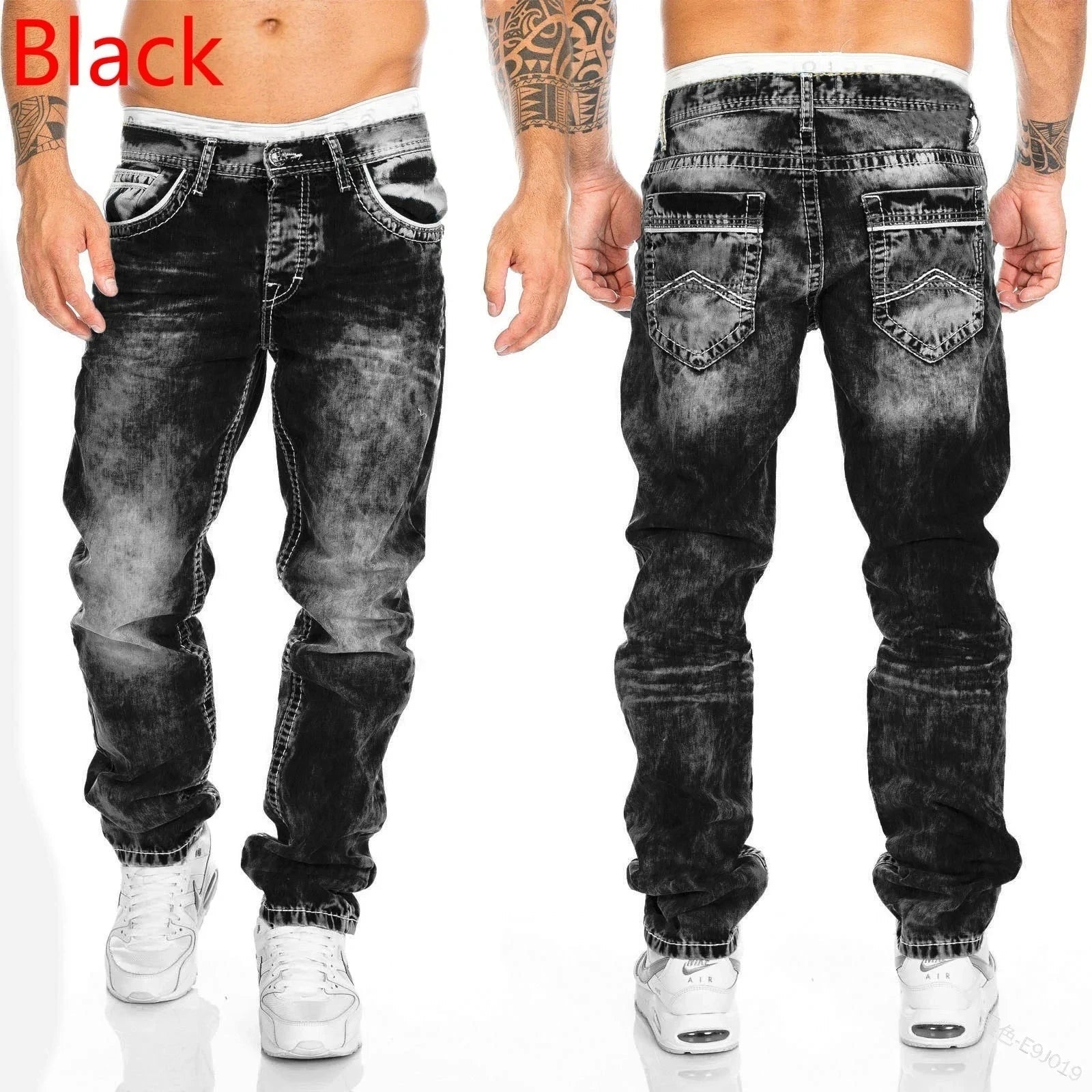 2024 Men Jeans Solid Pockets Stretch Denim Straight Pants Spring Summer Business Casual Trousers Daily Streetwear Men's Clothing GlowCart