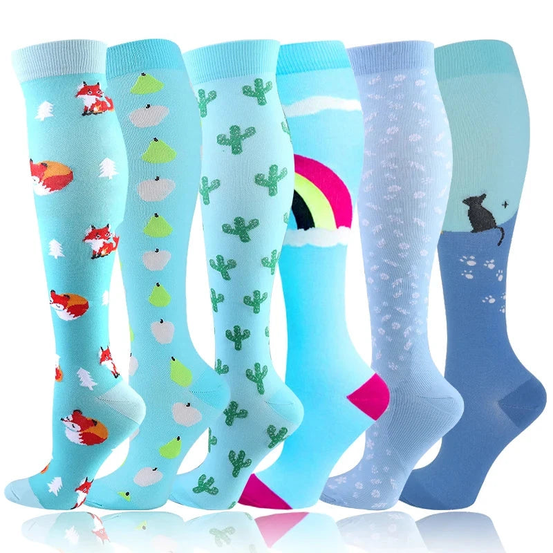 Men Women Compression Socks Varicose Veins Socks 20-30 Mmhg Outdoor Sports Cycling Travel Flight Nurse Running Leg Support Socks GlowCart