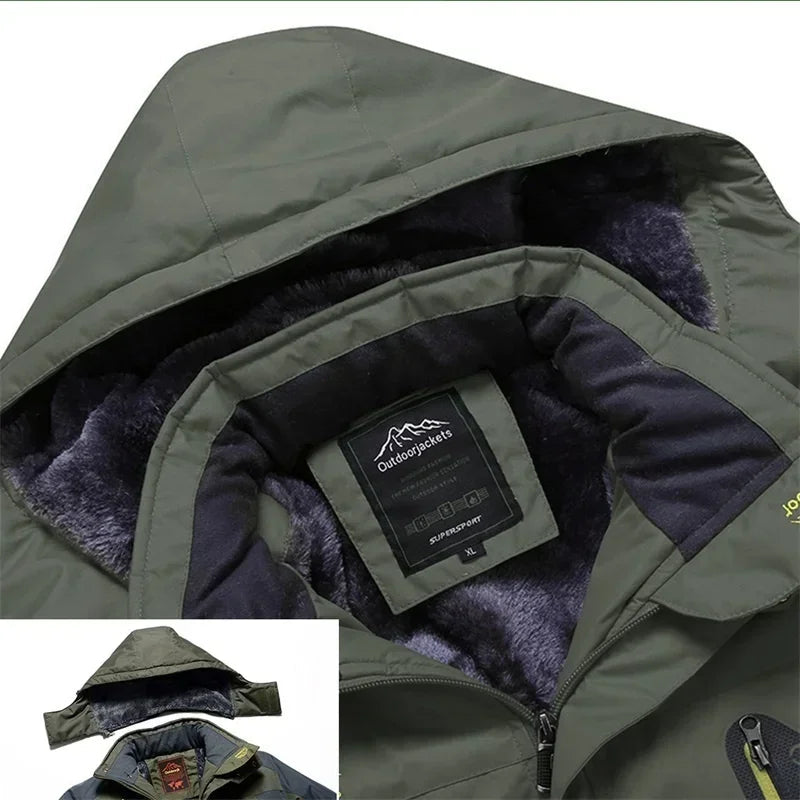 Men's Ski Jacket Winter Waterproof Windproof Warm Coat Fleece Thick Outwear Outdoor Mountain Overcoat Removable Hooded Parka 9XL GlowCart