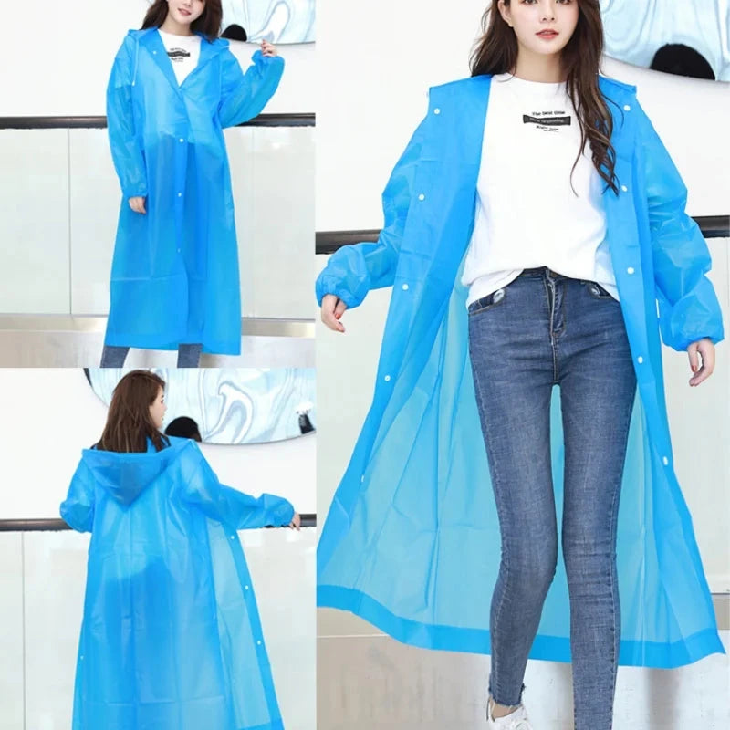 Unisex Hooded Rain Coat Women Men Impermeable Thickened GlowCart