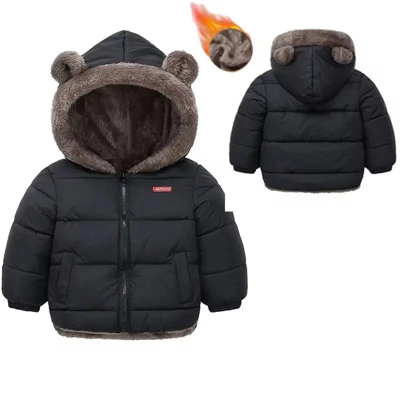 Boys Girls Thick Jackets Winter Kids Padded Fleece Warm Coats Children Hooded Cotton Outerwear Kids Clothes Cashmere Snowsuit GlowCart