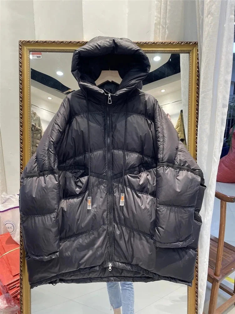 Lagabogy 2025 New Winter Women 90% White Duck Down Jacket GlowCart