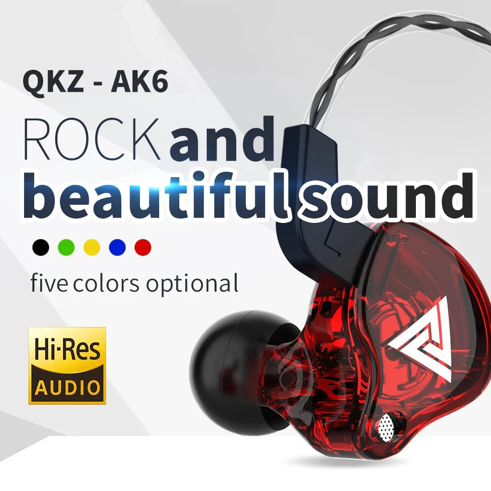 3.5mm Cable Wired Earphones QKZ AK6 HiFi Sound Quality GlowCart