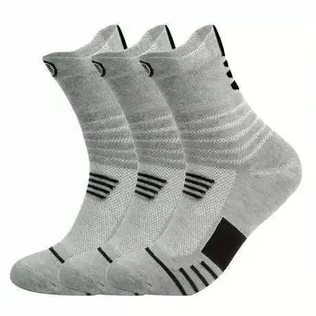 3 Pairs Men's Comfort Fit Cushion Performance Athletic Crew Socks For Outdoor Sports mens socks funny socks GlowCart