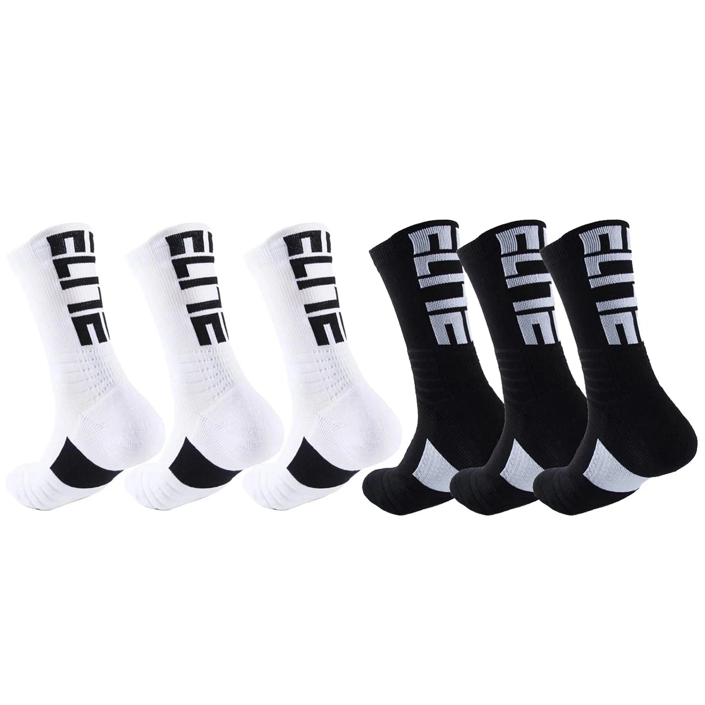 6Pairs Sports Socks for Football Basketball Baseball Rugby Soccer Cycling Running Hiking Tennis Skateboard GlowCart