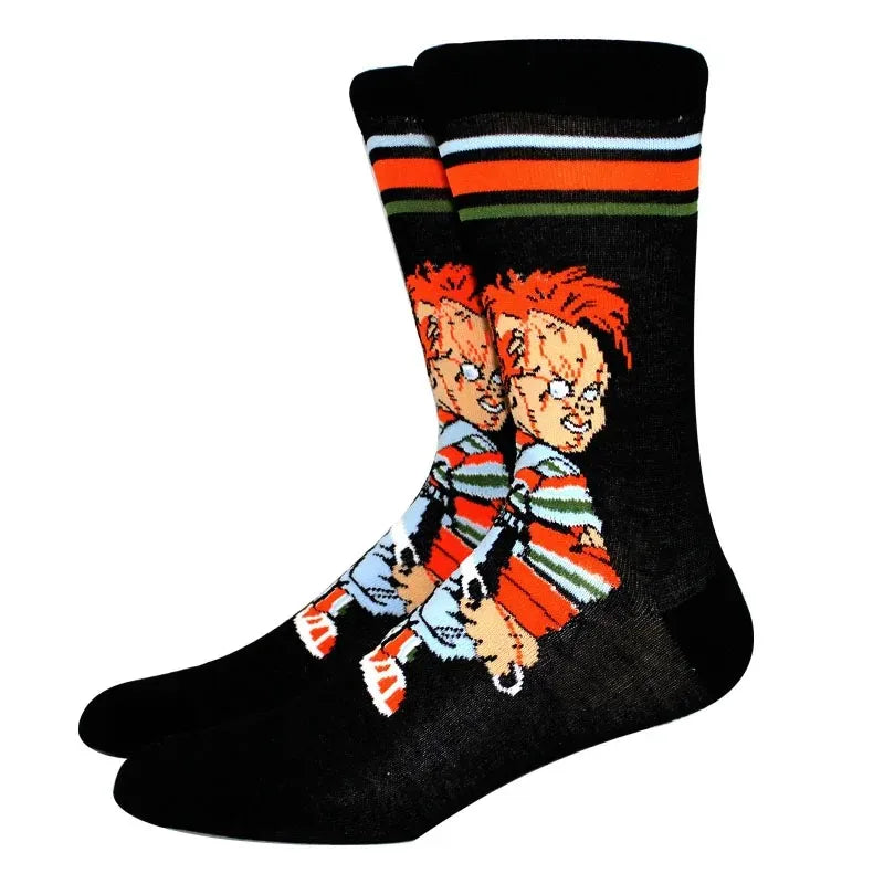 New Anime Funny Socks Long Men's Socks Cosplay Hip Hop Novelty HALLOWEE Crazy Soken Skateboard Socks horrible Women's Socks GlowCart