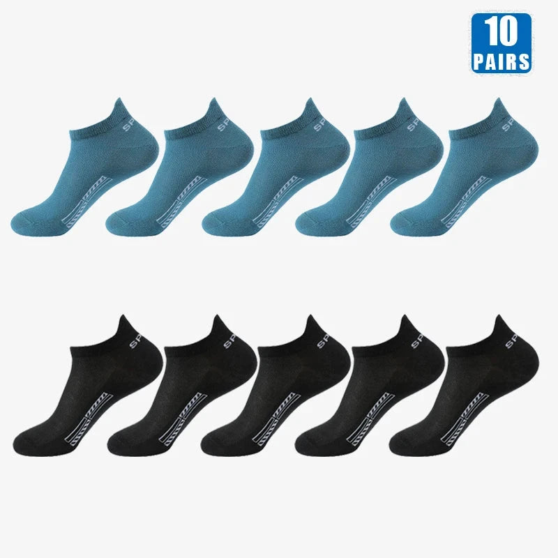 5/10 Pairs Cotton Men's Short Socks Crew Ankle Breathable Mesh Sports Casual Women Summer Low-Cut Thin Sock for Male GlowCart