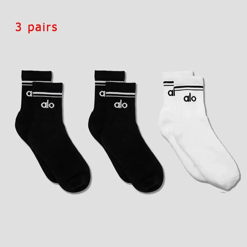 Knit Yoga Socks Women Four Seasons Retro Cotton Comfortable Colorful Middle Length Sports Fitness Long Socks for Yoga Pilates GlowCart