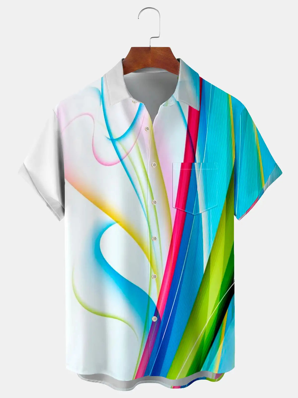 New Hawaii Spring/Summer Fashion Leisure Street Walk Tourist Beach Printed Full Open Short Sleeve Button Shirt, XS-5XL GlowCart